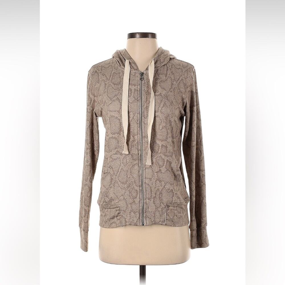 Sundry Tan Python Snake Print Soft Zip Up Hoodie … - image 1